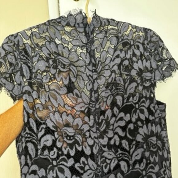 Navy Blue Lace Mermaid Gown Size 16 - Picture 7 of 8